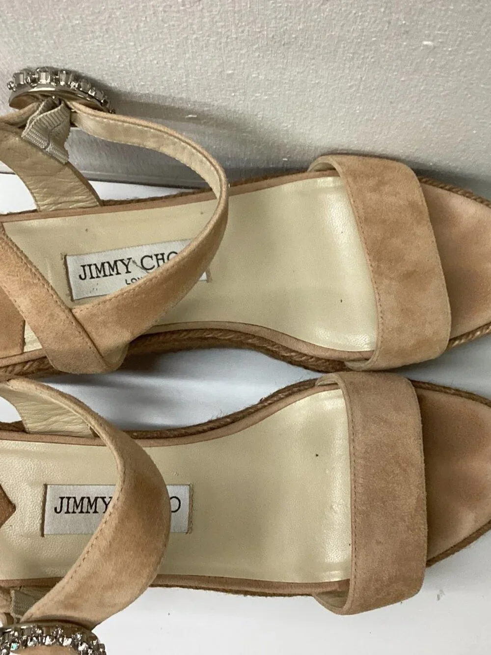 Jimmy Choo Mirabelle 70 Crystal Embellished Espadrille Wedge Sandals